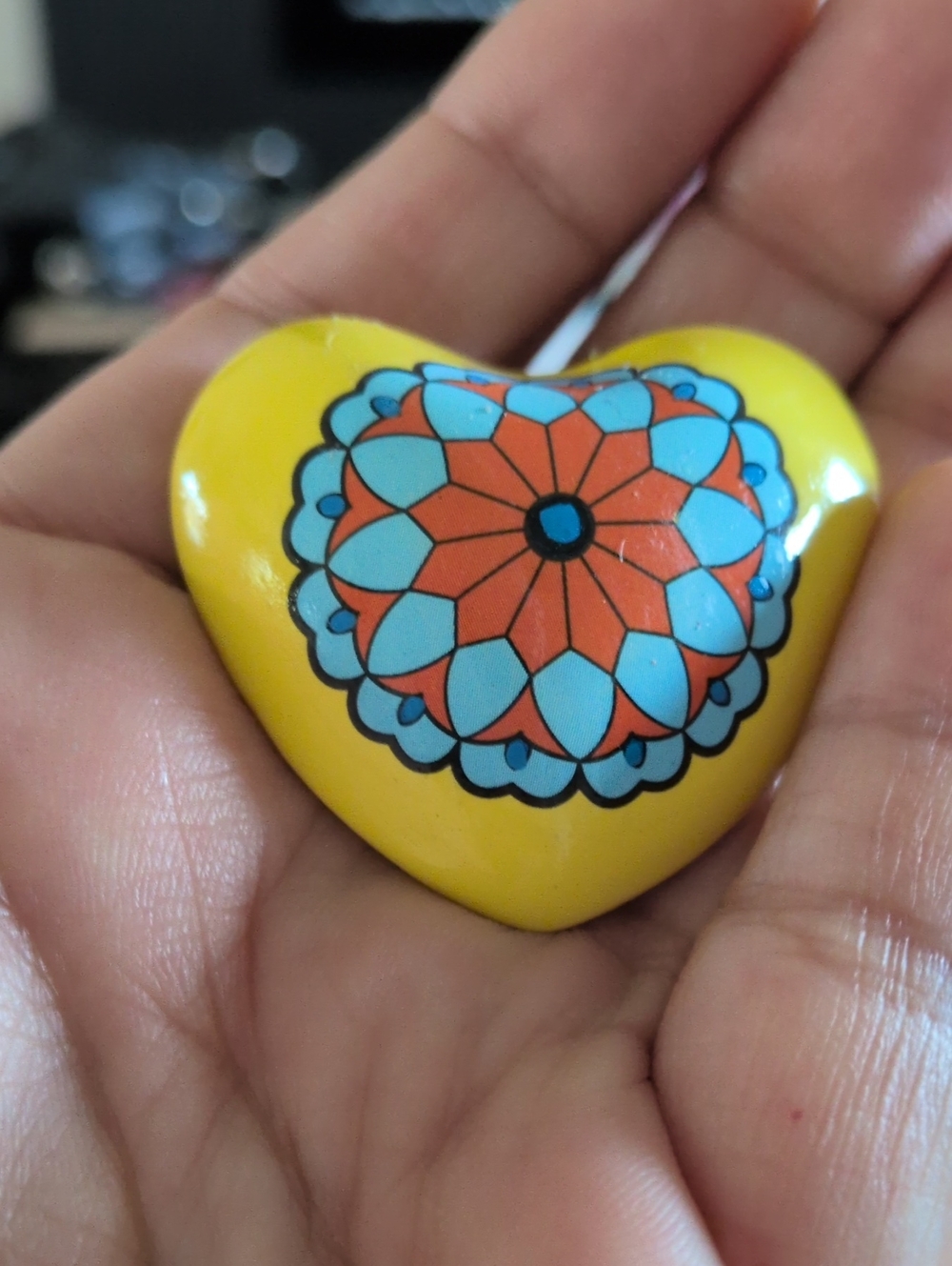 Mandala Chime Heart‎ Meditation Worry Stone Yellow